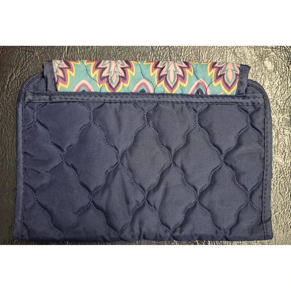 Cinda B Tablet Holder Navy Quilted Tablet Holder Protector 3 Fold Snap Close EUC